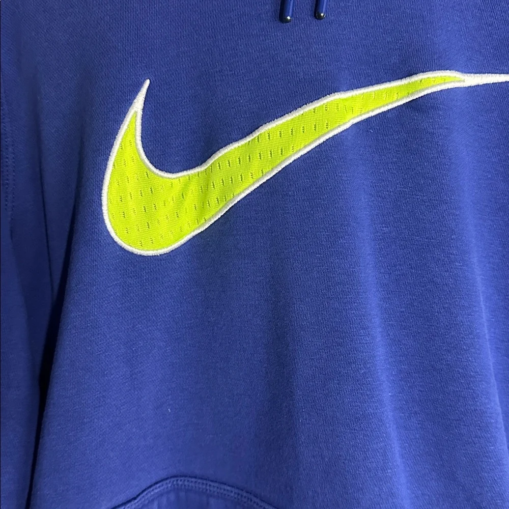 Nike Royal Blue Hoodie with Neon Yellow mesh jersey Swoosh